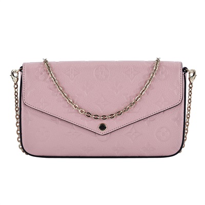 Félicie Pochette 壓花皮格 WOC 翻蓋 斜背 鍊帶 肩背包 粉紅色