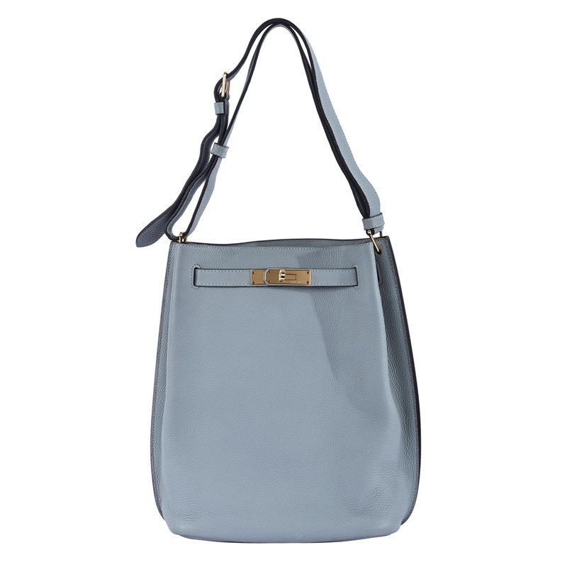 愛馬仕 Hermès So-Kelly Bag 凱莉水桶包 22 SOKL22 T刻 冰河藍SO KELLY 22CM 原廠盒子/防塵袋