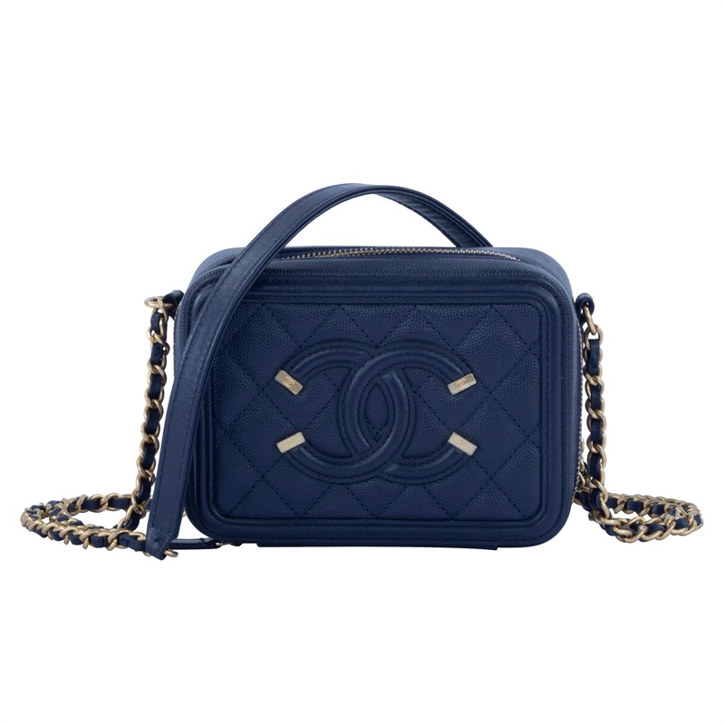 香奈兒 CHANEL Vanity case  斜背 迷你 化妝包  25開 深藍MINI VANITY CASE 防塵袋/保證卡