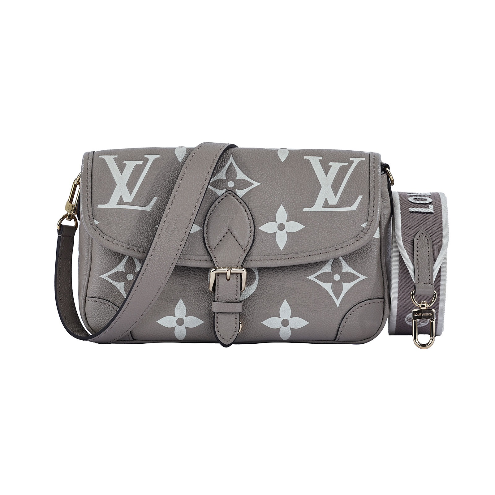 路易威登 LOUIS VUITTON Diane 腋下包法棍 單肩背包 斑鳩灰 奶油色 M46583 晶片款 斑鳩灰DIANE 原廠盒子/防塵袋