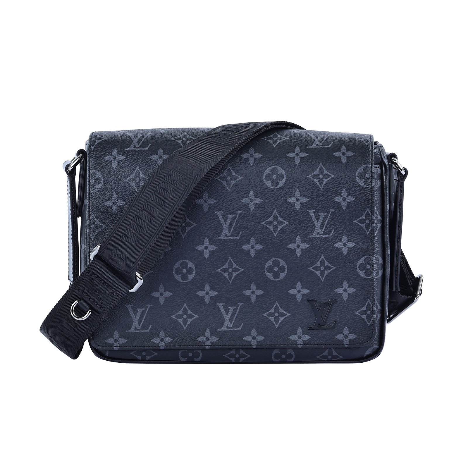 路易威登 LOUIS VUITTON District PM 肩背包 Eclipse帆布 黑色 M46255 晶片款  原廠盒子/防塵袋/購買證明