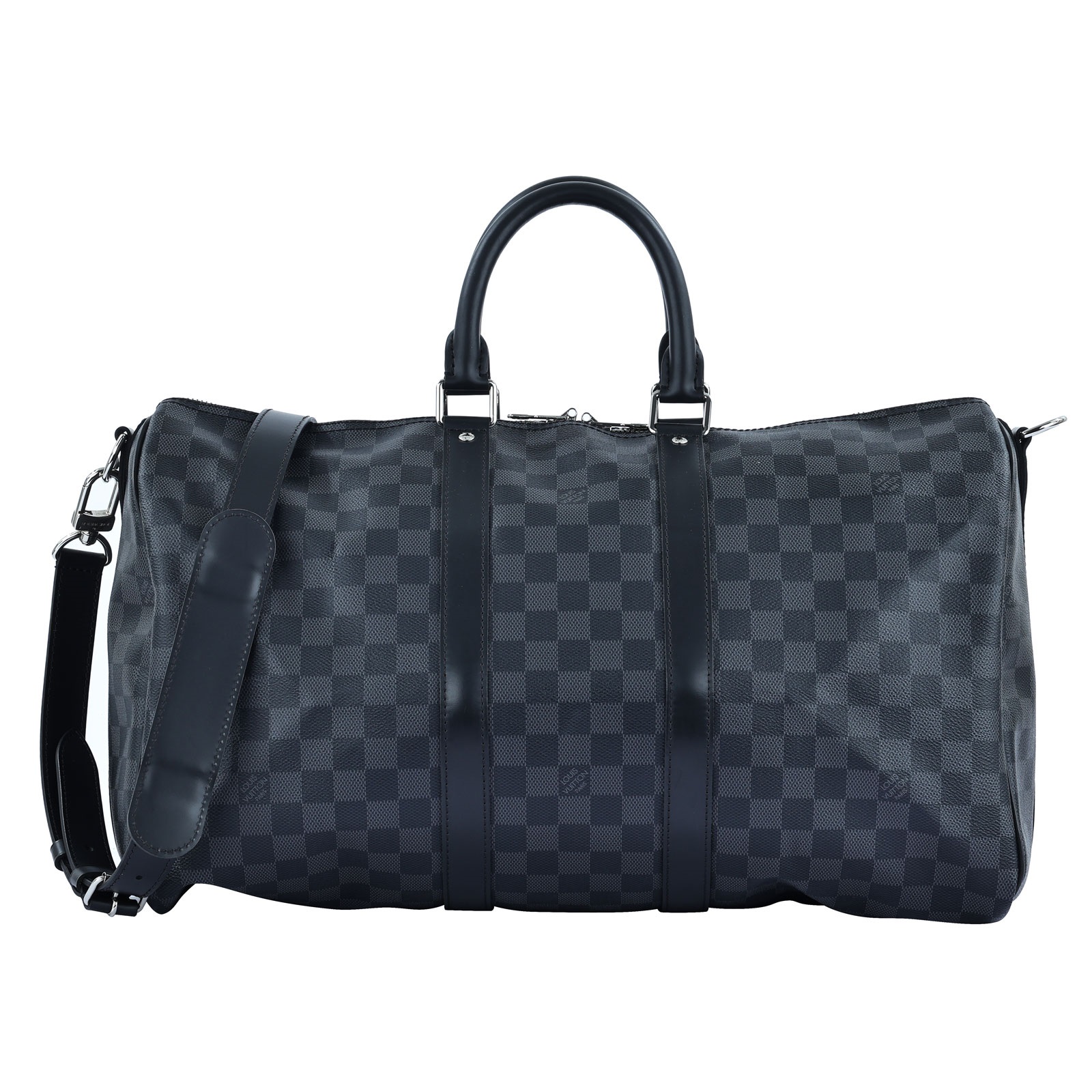 路易威登 LOUIS VUITTON Keepall Bandoulière 45 Damier Graphite帆布 波士頓包  旅行袋 N41418 晶片款  防塵袋/購買證明/鎖組