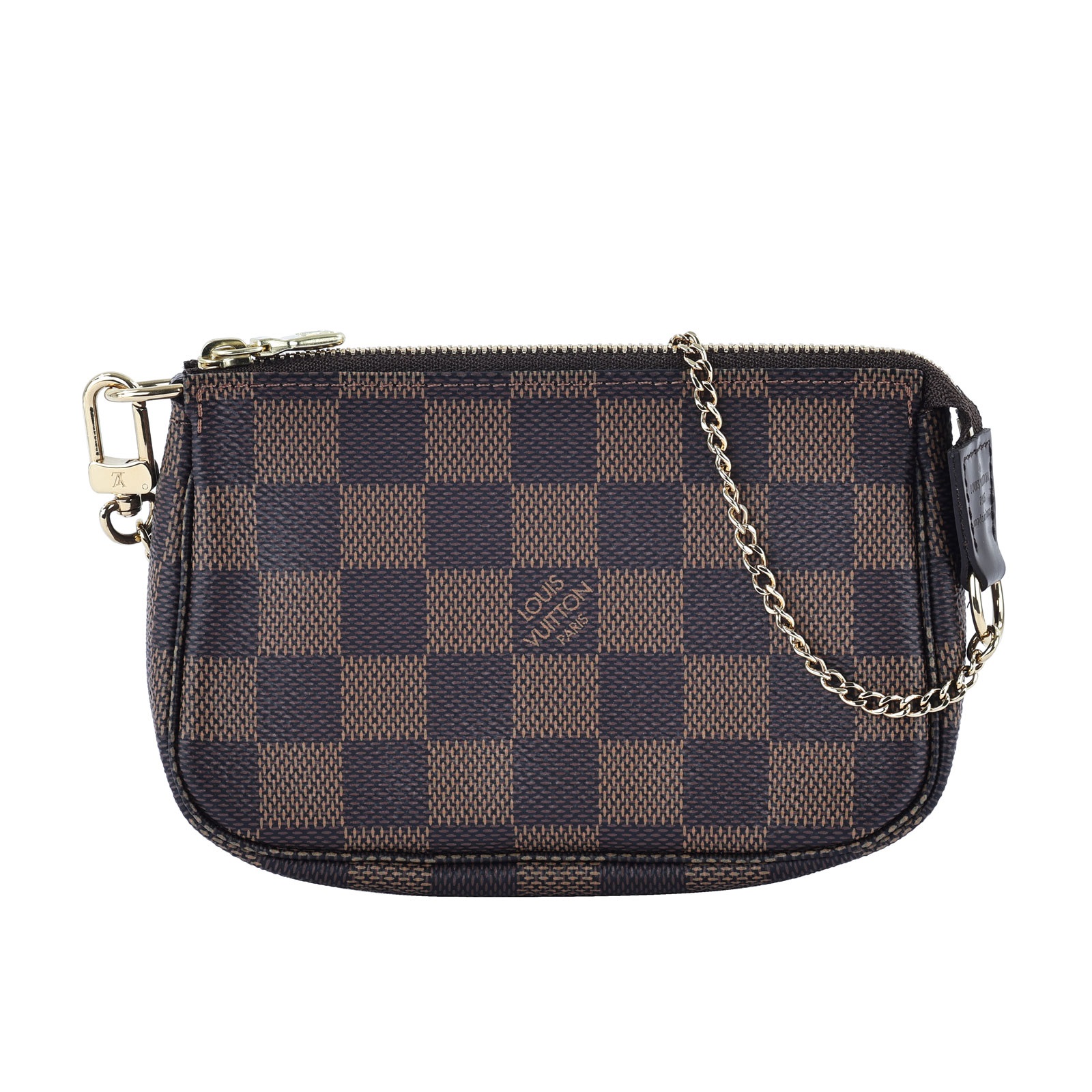 路易威登 LOUIS VUITTON Damier Ebene塗層帆布 鏈帶 迷你小皮包 N58009 棋盤迷你麻將包 原廠盒子/防塵袋