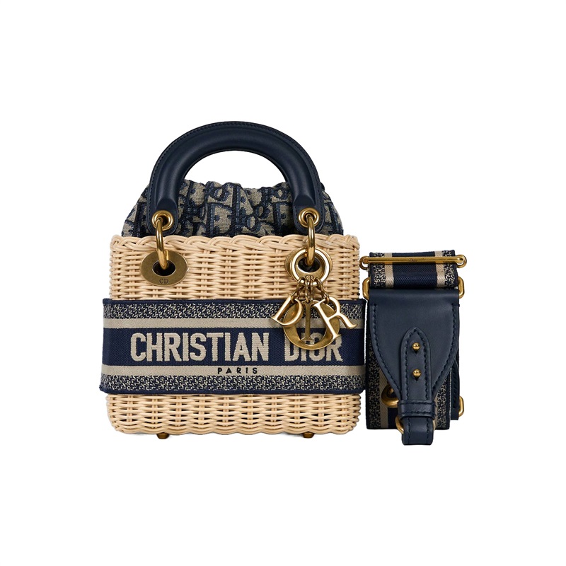 迪奧 CHRISTIAN DIOR Lady Dior 迷你 手提 肩背包 M0505CMVO 竹編LADY DIOR MINI 防塵袋/背帶