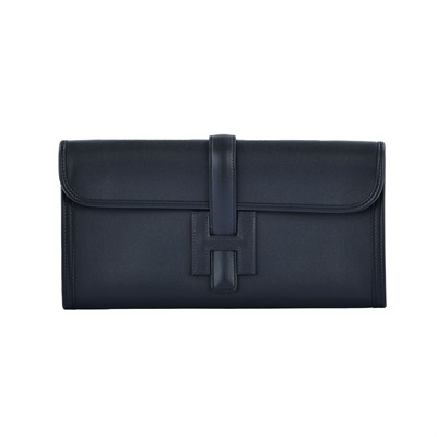 愛馬仕 Hermès Pochette Jige Swift皮革  H穿釦 大型 手拿包 JIGE29 C 黑JIGE ELAN29 原廠盒子/防塵袋