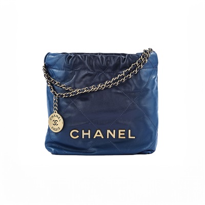 香奈兒 CHANEL 22 Mini 迷你 肩背 斜背包  晶片款 漸層藍22 MINI 原廠盒子