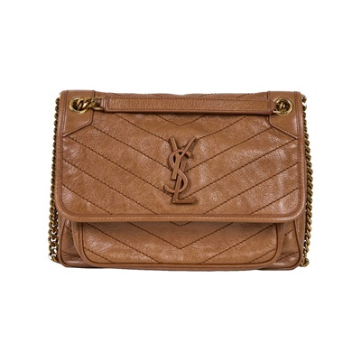聖羅蘭 YSL SAINT LAURENT Niki 復古皮革 中型手袋 6331580EN04 咖色NIKI 中號 防塵袋