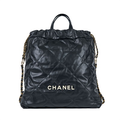 香奈兒 CHANEL 22 大型背包  束口包 AS3313 晶片款 黑金22後背包 防塵袋