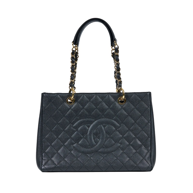 香奈兒 CHANEL GST Grand Shopping Tote CC Logo 菱格 荔枝紋 肩背 托特包  ☆17開黑荔枝GST 保證卡