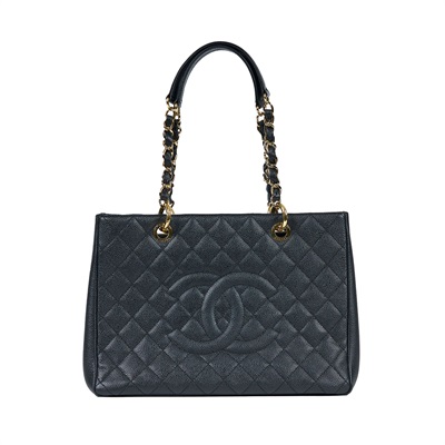 香奈兒 CHANEL GST Grand Shopping Tote CC Logo 菱格 荔枝紋 肩背 托特包  ☆17開黑荔枝GST 保證卡
