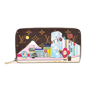 路易威登 LOUIS VUITTON 錢包 富士山 塗鴉 拉鍊 長夾 M81630 晶片款 原花Vivienne富士山拉鍊夾 原廠盒子/防塵袋