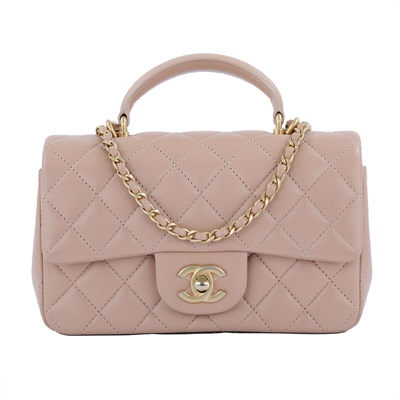 香奈兒 CHANEL Coco 20  肩背 斜背 迷你 口蓋包 AS2431 晶片款 奶茶色提把COCO20 原廠盒子/防塵袋/購買證明影本