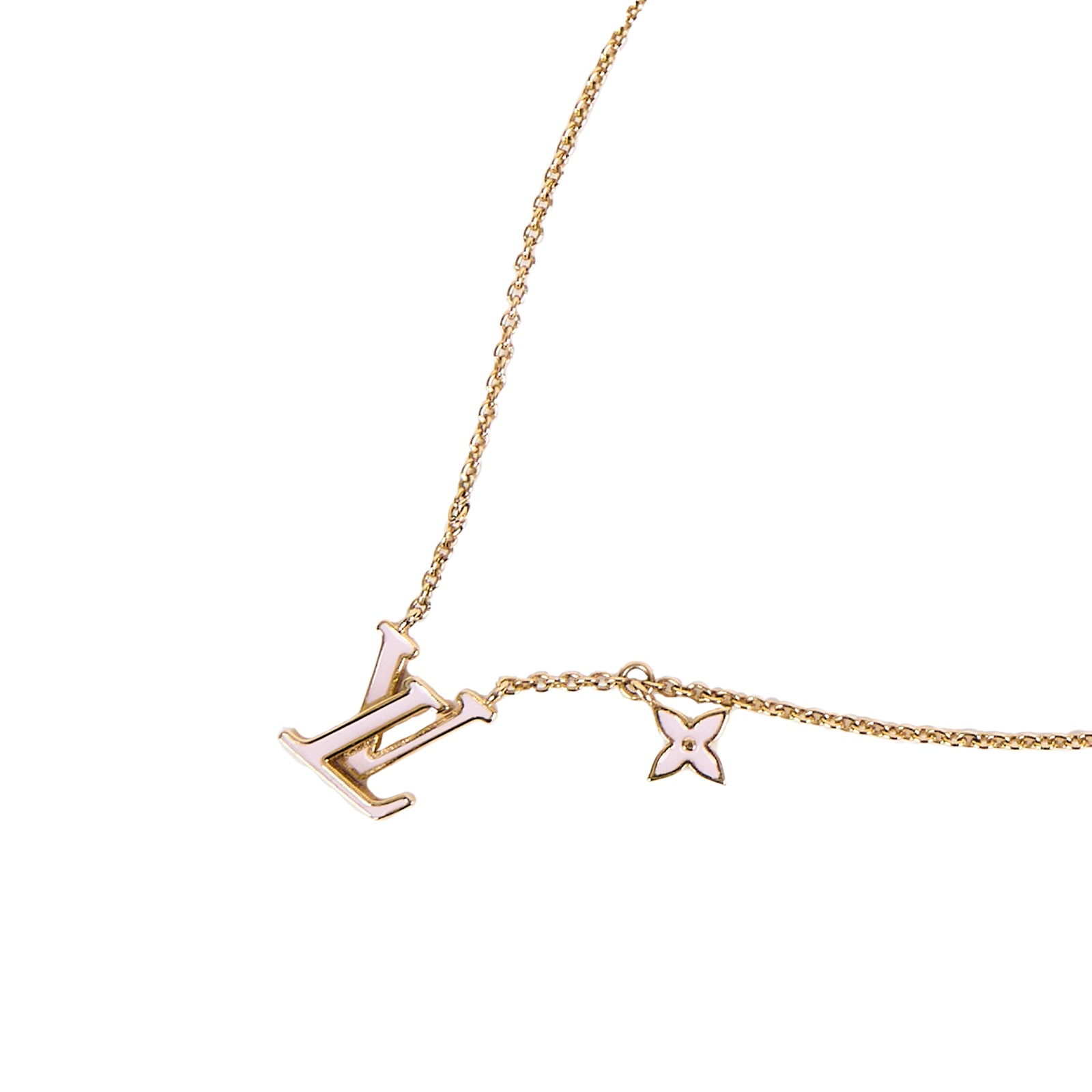 路易威登 LOUIS VUITTON LV Iconic 琺瑯項鏈 M01215 粉LOGO項鍊 原廠盒子/防塵袋