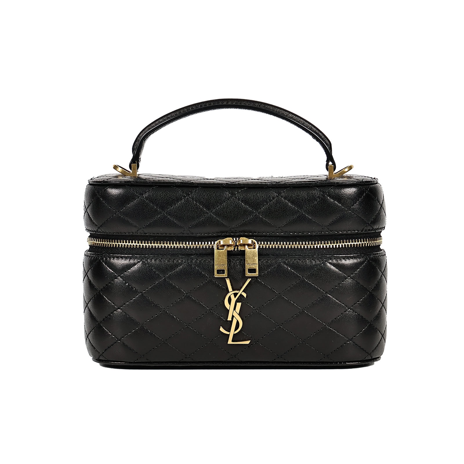 聖羅蘭 YSL SAINT LAURENT Gaby Vanity Bbag 小羊皮 肩帶 手拿包 7667311EL07 黑化妝盒肩背包 原廠盒子/防塵袋