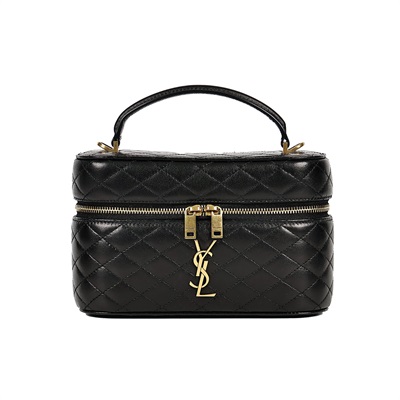 聖羅蘭 YSL SAINT LAURENT Gaby Vanity Bbag 小羊皮 肩帶 手拿包 7667311EL07 黑化妝盒肩背包 原廠盒子/防塵袋