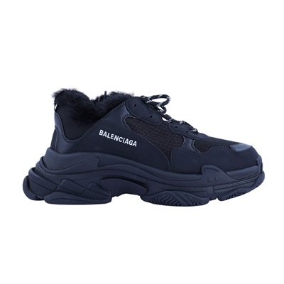 巴黎世家 BALENCIAGA Triple S 668563W3CQ5_41 黑Triple S毛毛秋冬款 #41 防塵袋/原廠盒子