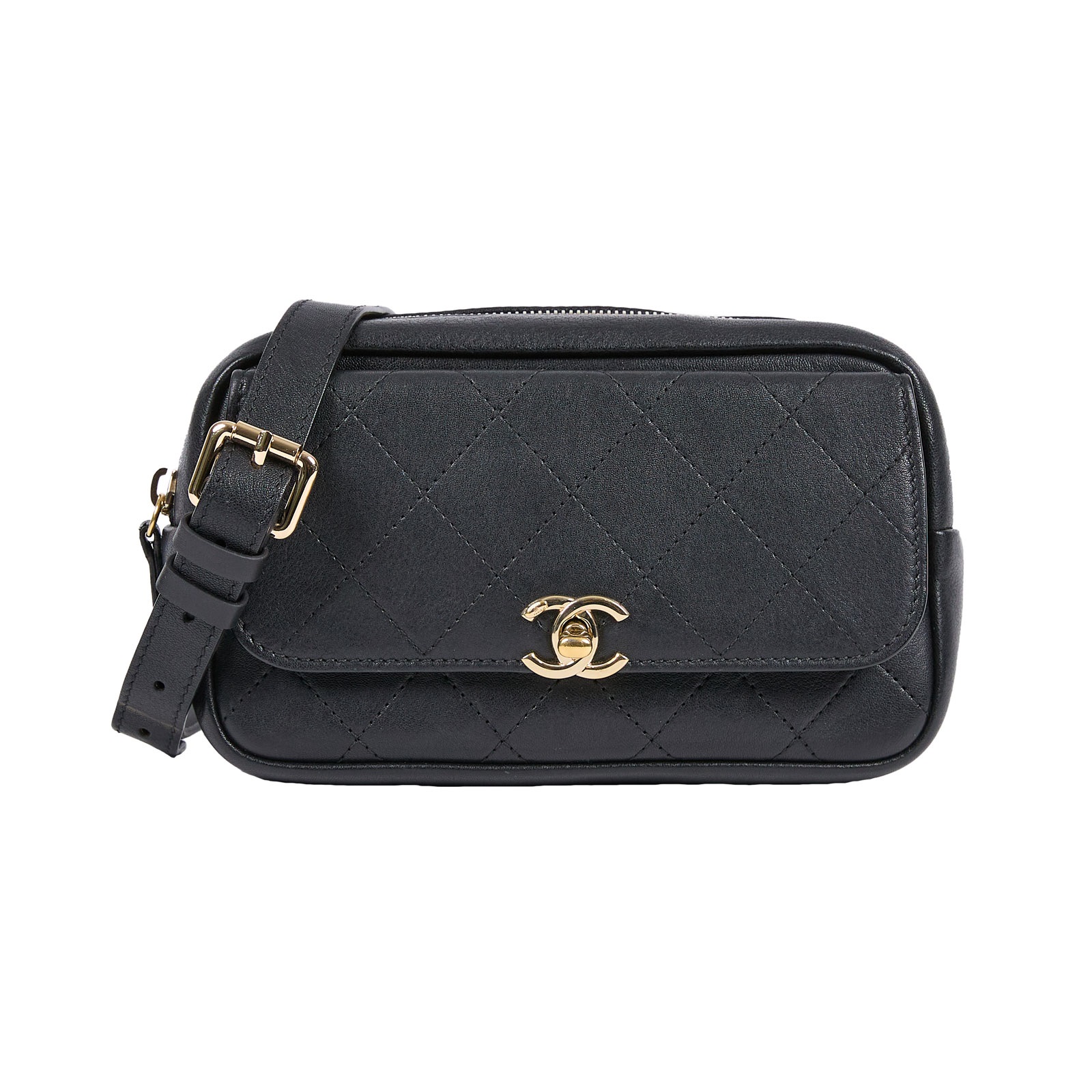香奈兒 CHANEL 方形 腰包 AS0142 26開 黑菱格胸包 防塵袋/保證卡/購買證明