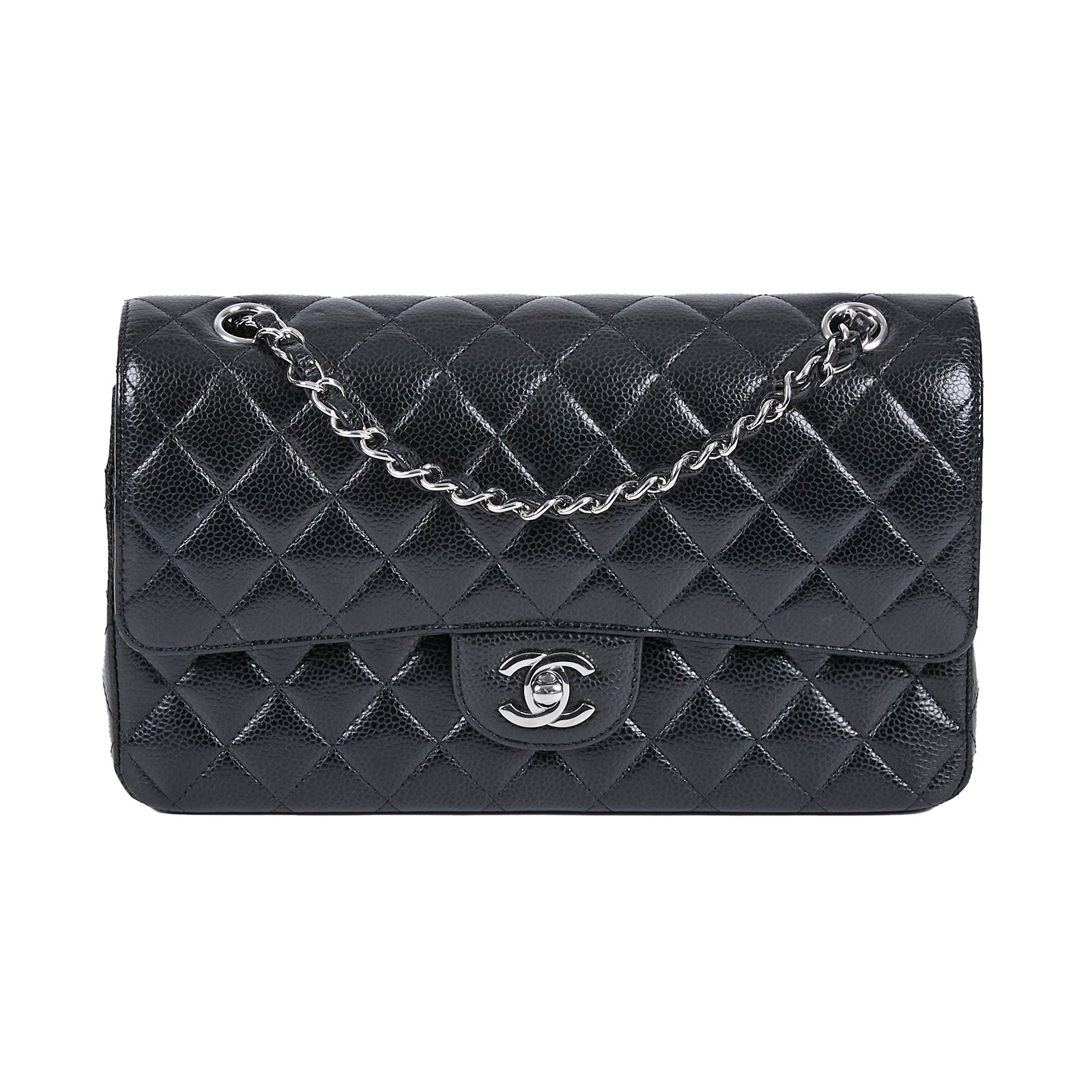 香奈兒 CHANEL CF 經典 口蓋包 A01112 晶片款 黑銀荔枝coco25 無附屬品