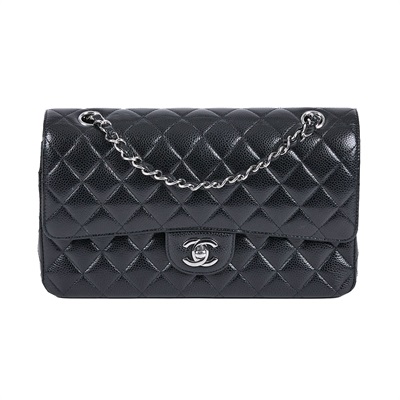 香奈兒 CHANEL CF 經典 口蓋包 A01112 晶片款 黑銀荔枝coco25 無附屬品