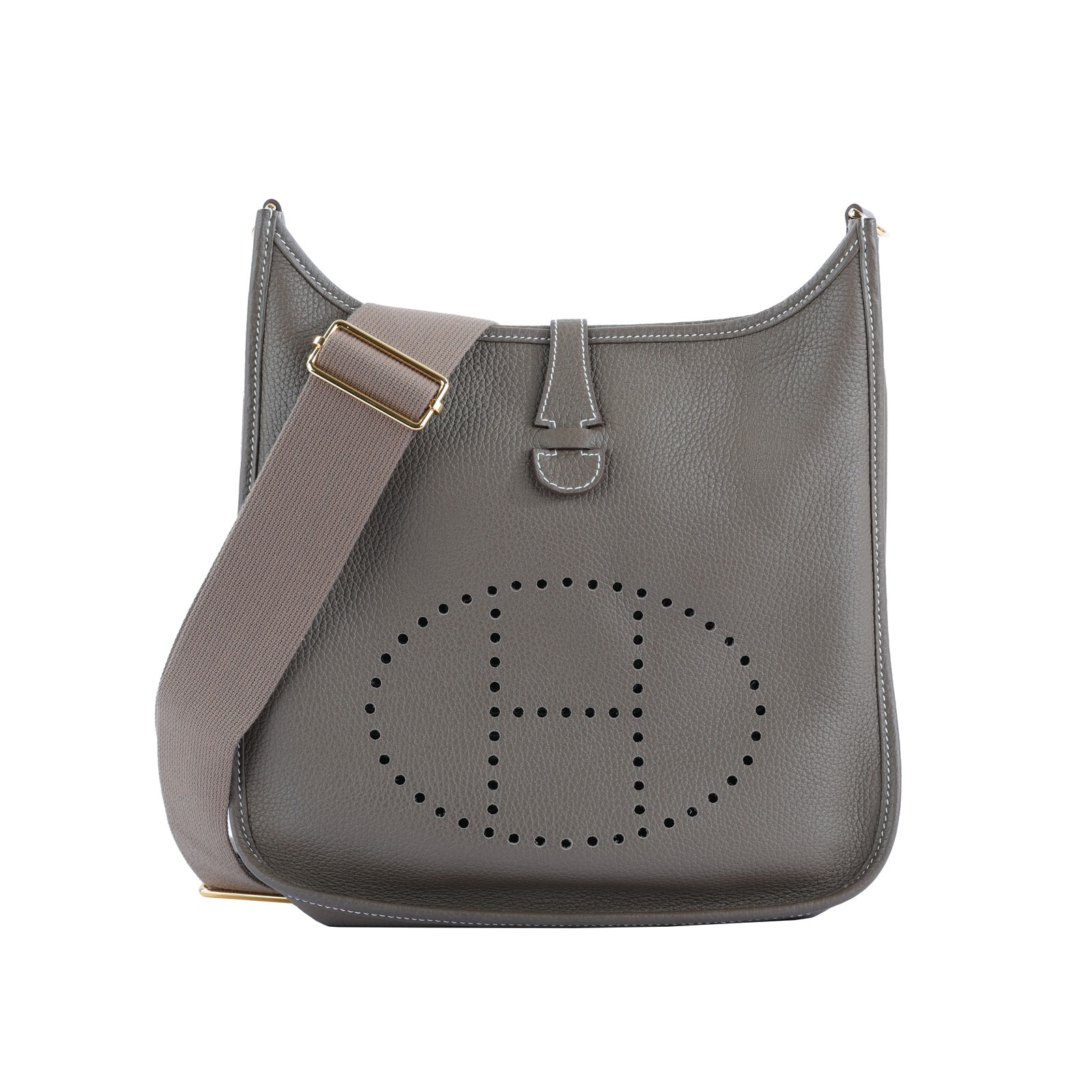 愛馬仕 Hermès Evelyne Bag 伊芙琳包 29 馬蹄型 EV29 U刻 象灰EVELYNE 29 防塵袋 購買證明影本