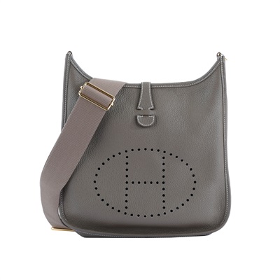 愛馬仕 Hermès Evelyne Bag 伊芙琳包 29 馬蹄型 EV29 U刻 象灰EVELYNE 29 防塵袋 購買證明影本