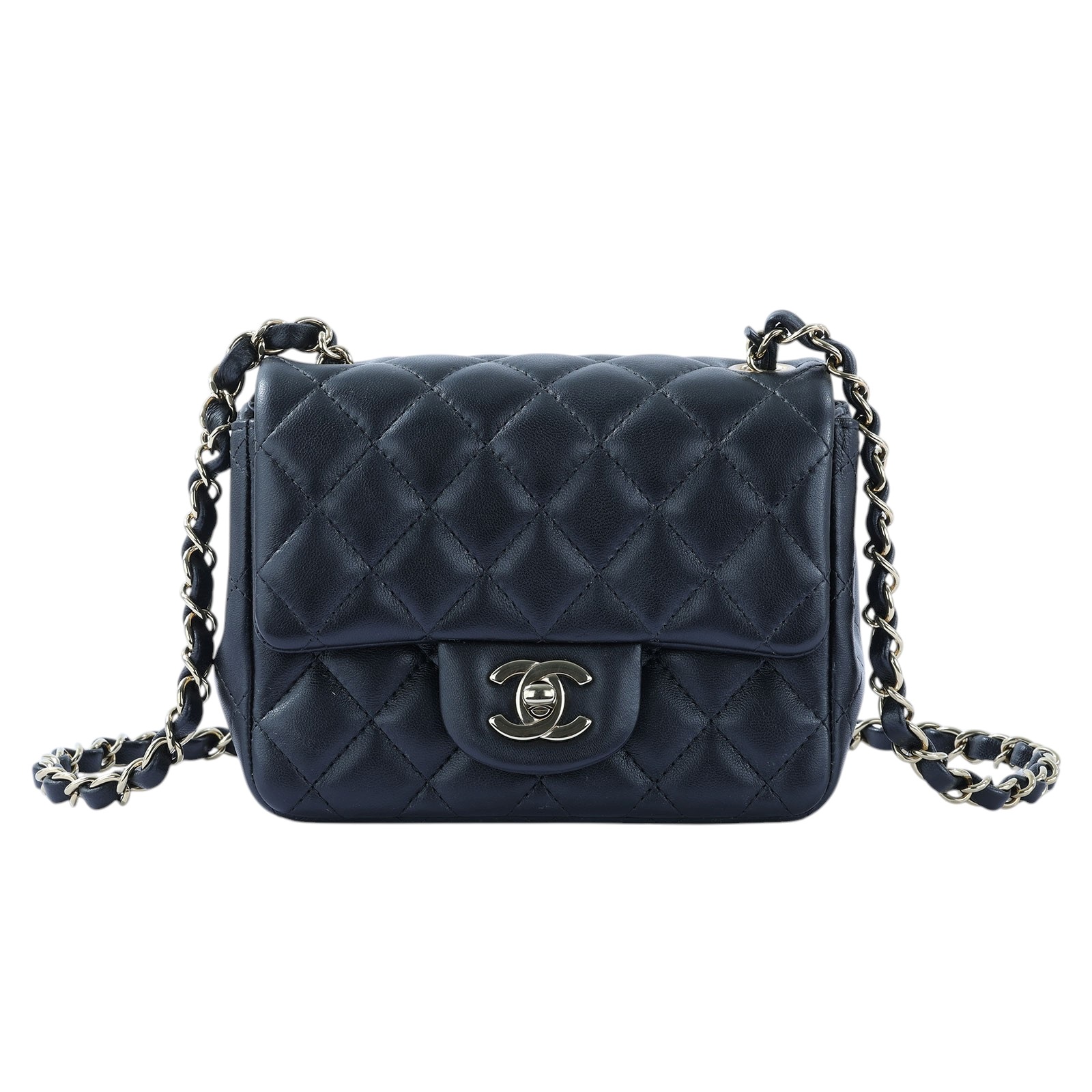 香奈兒 CHANEL CF 方形 迷你 口蓋包 A35200 晶片款 黑淡金方胖 原廠盒子