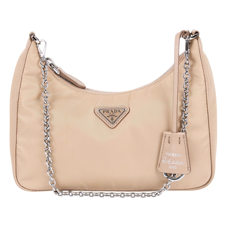 普拉達 PRADA Re-Edition 2005 Re-Nylon 手袋 1BH204_R064 奶茶尼龍三合一 防塵袋