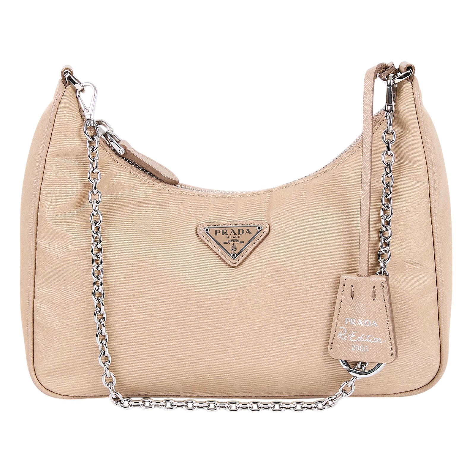 普拉達 PRADA Re-Edition 2005 Re-Nylon 手袋 1BH204_R064 奶茶尼龍三合一 防塵袋