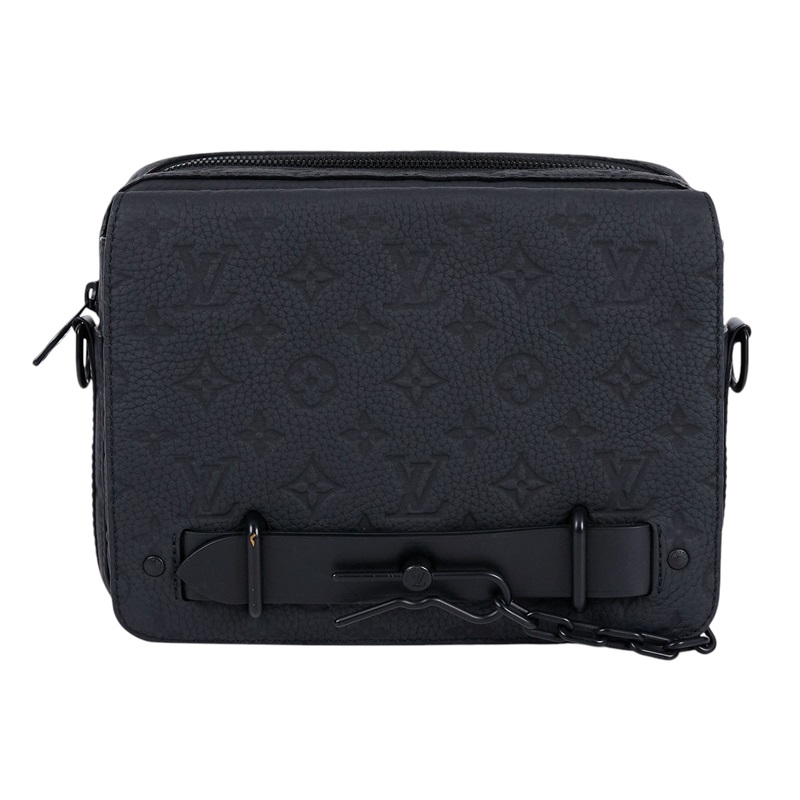 路易威登 LOUIS VUITTON Steamer 郵差包 M57037 晶片款 黑STEAMER壓紋郵差包 無附屬品
