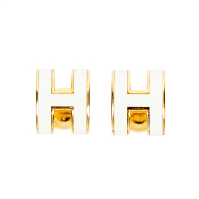 愛馬仕 Hermès Mini Pop H 耳釘 POPHEMINI ST0233 白POP H 耳環 原廠盒子/防塵袋