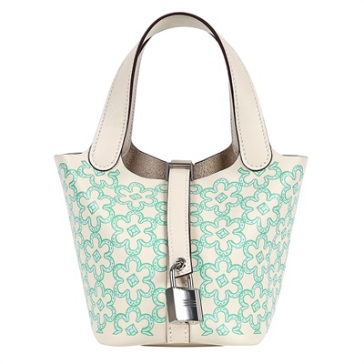 愛馬仕 Hermès Picotin Lock 14 Micro 菜籃子包 PT14 U刻 白綠花PICOTIN14 MICRO 防塵袋