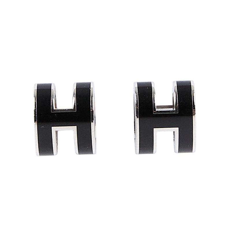 愛馬仕 Hermès Mini Pop H 耳釘 POPHEMINI  黑銀POP耳環 無附屬品