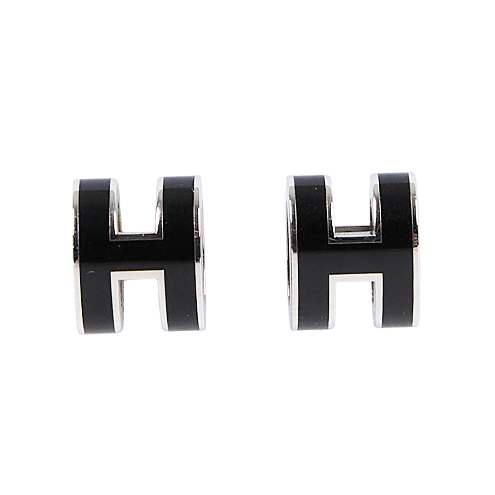 愛馬仕 Hermès Mini Pop H 耳釘 POPHEMINI  黑銀POP耳環 無附屬品