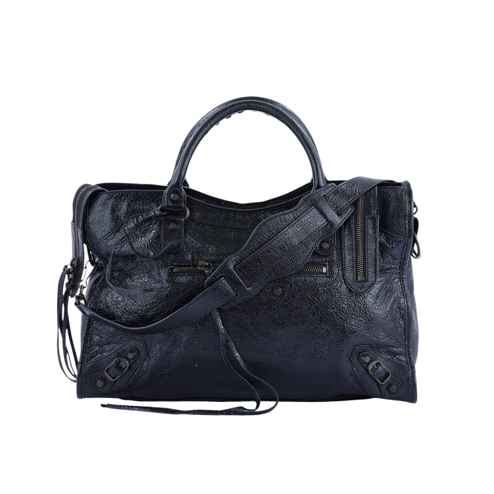 巴黎世家 BALENCIAGA Agneau Classic Hardware City 手提包 115748D94JT 黑機車包 防塵袋