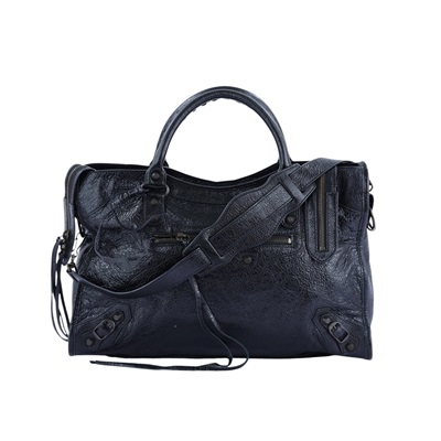 巴黎世家 BALENCIAGA Agneau Classic Hardware City 手提包 115748D94JT 黑機車包 防塵袋