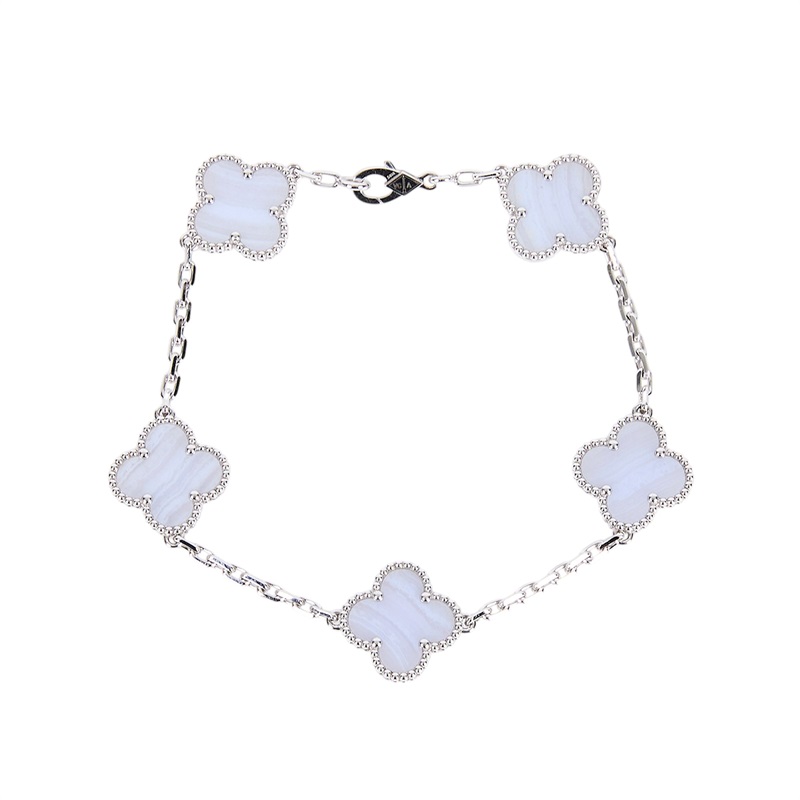 梵克雅寶 Van Cleef & Arpels Vintage Alhambra 手鍊 VCARD34700 藍玉髓五花手鍊 原廠盒子/保書/購買證明