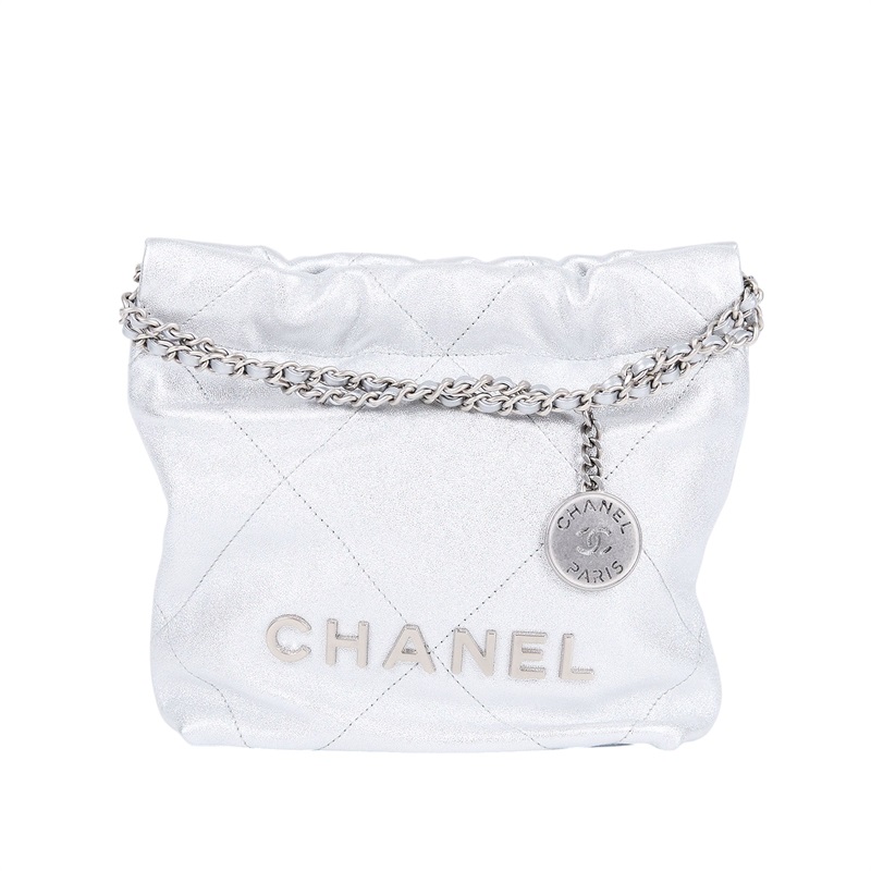 香奈兒 CHANEL 22 迷你 束口包 AS3980 晶片款 銀22 MINI 防塵袋