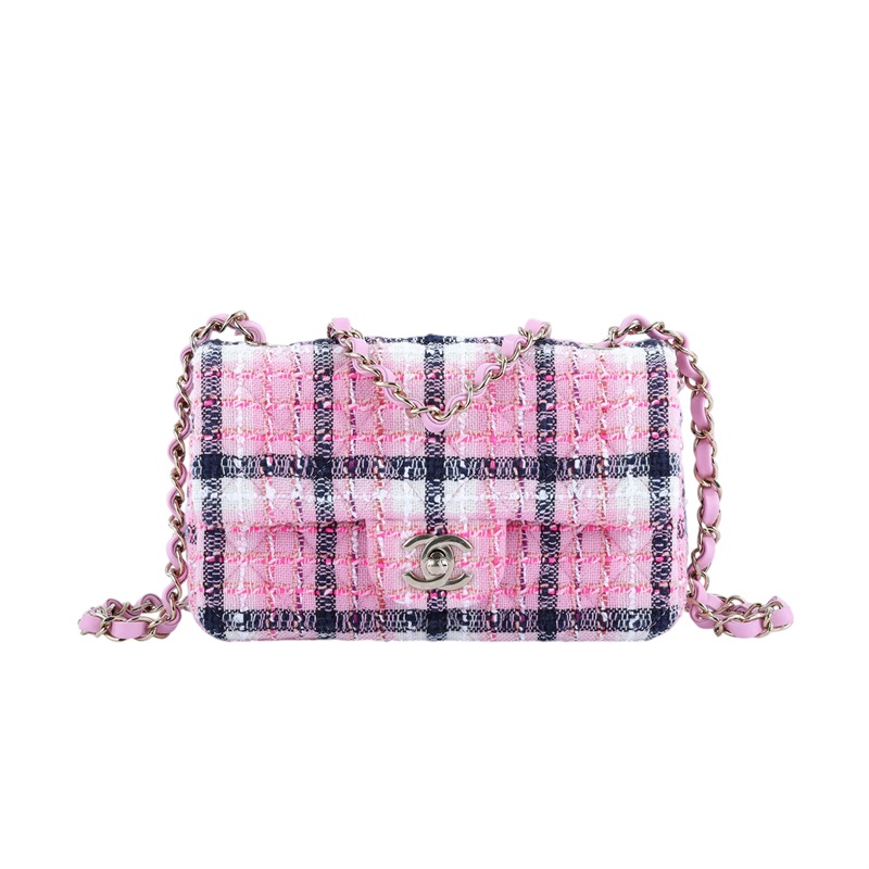 香奈兒 CHANEL CF 迷你 口蓋包 A69900 晶片款 粉藍帆布COCO20 防塵袋