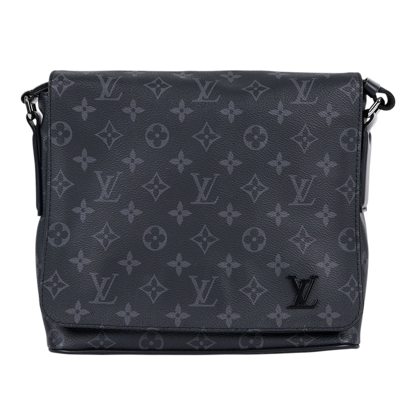 路易威登 LOUIS VUITTON District PM  郵差包 M44000 黑原花肩背包 無附屬品