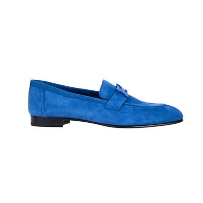 愛馬仕 Hermès Paris loafer 樂福鞋 PARISSL_39  藍麂皮H皮鞋 #39 無附屬品