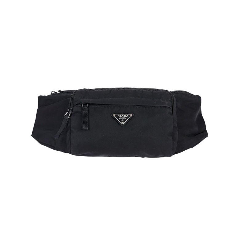 普拉達 PRADA 三角LOGO 尼龍 腰包 2VL005_2A6D 黑尼龍腰包 保證卡
