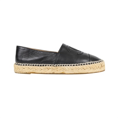 香奈兒 CHANEL Espadrilles 漁夫鞋 G29762_36 黑雙C鉛筆鞋 原廠盒子/防塵袋
