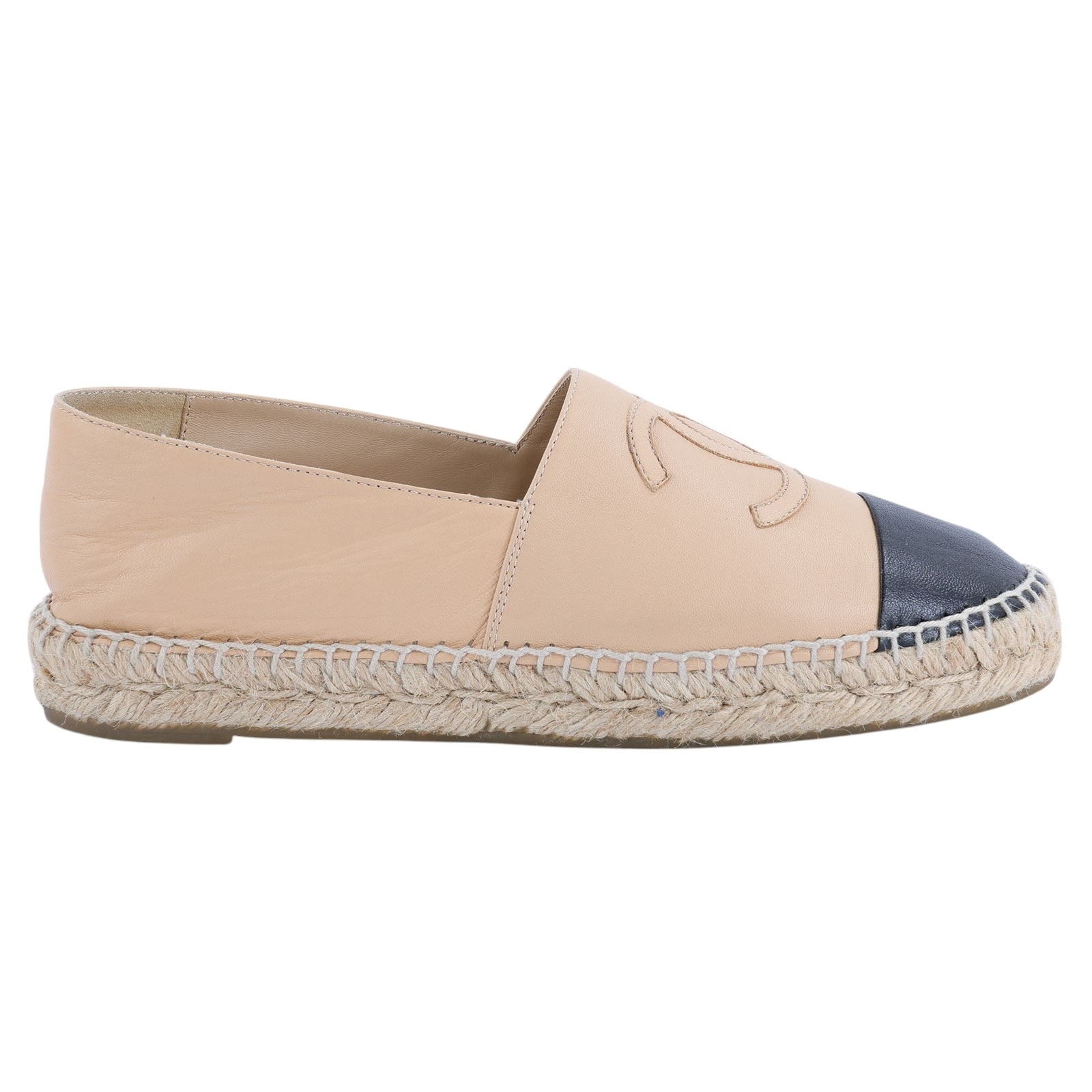 香奈兒 CHANEL Espadrilles 漁夫鞋 G29762_37 粉膚草編鞋 原廠盒子