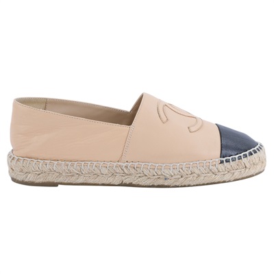 香奈兒 CHANEL Espadrilles 漁夫鞋 G29762_37 粉膚草編鞋 原廠盒子
