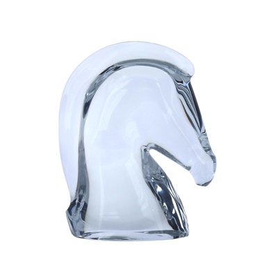 愛馬仕 Hermès Samarcande 紙鎮 SAMARCANDECRYSTAL  透明馬頭雕像 無附屬品