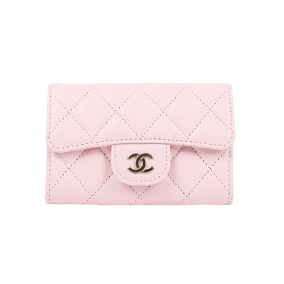 香奈兒 CHANEL 經典口蓋卡片夾 AP0214 粉色卡包 原廠盒子/防塵袋