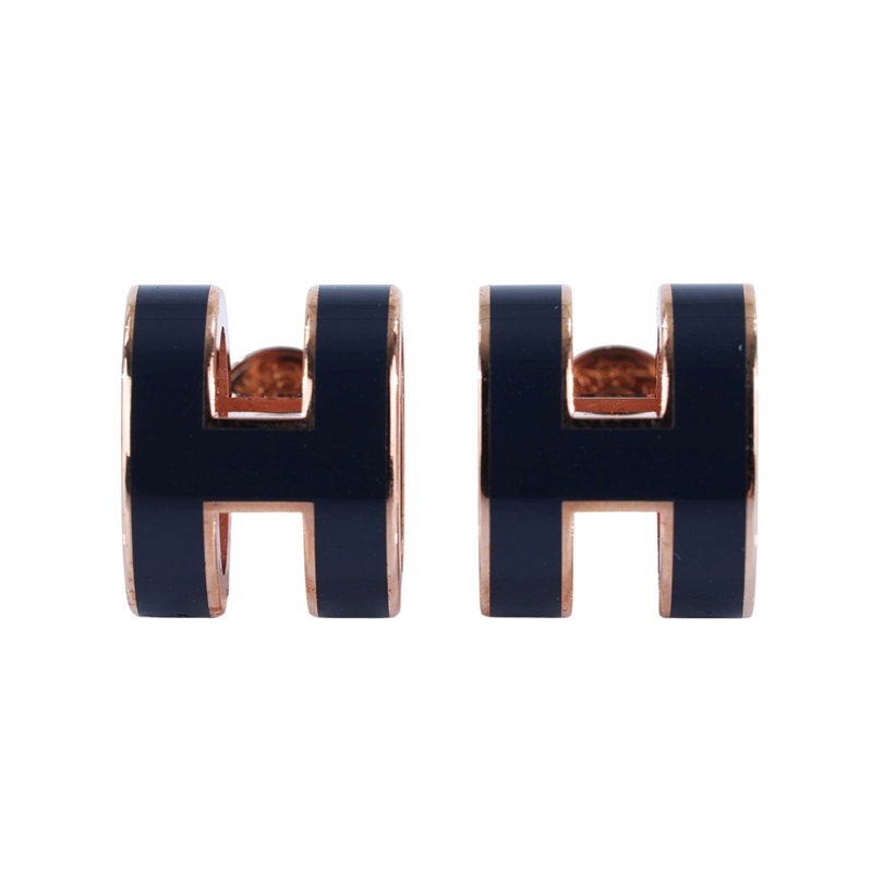 愛馬仕 Hermes Mini Pop H 耳釘 POPHE 深藍MINI POP H耳環 原廠盒子