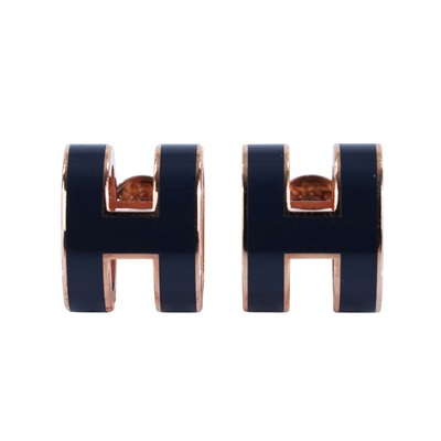 愛馬仕 Hermès Mini Pop H 耳釘 POPHE  深藍MINI POP H耳環 原廠盒子