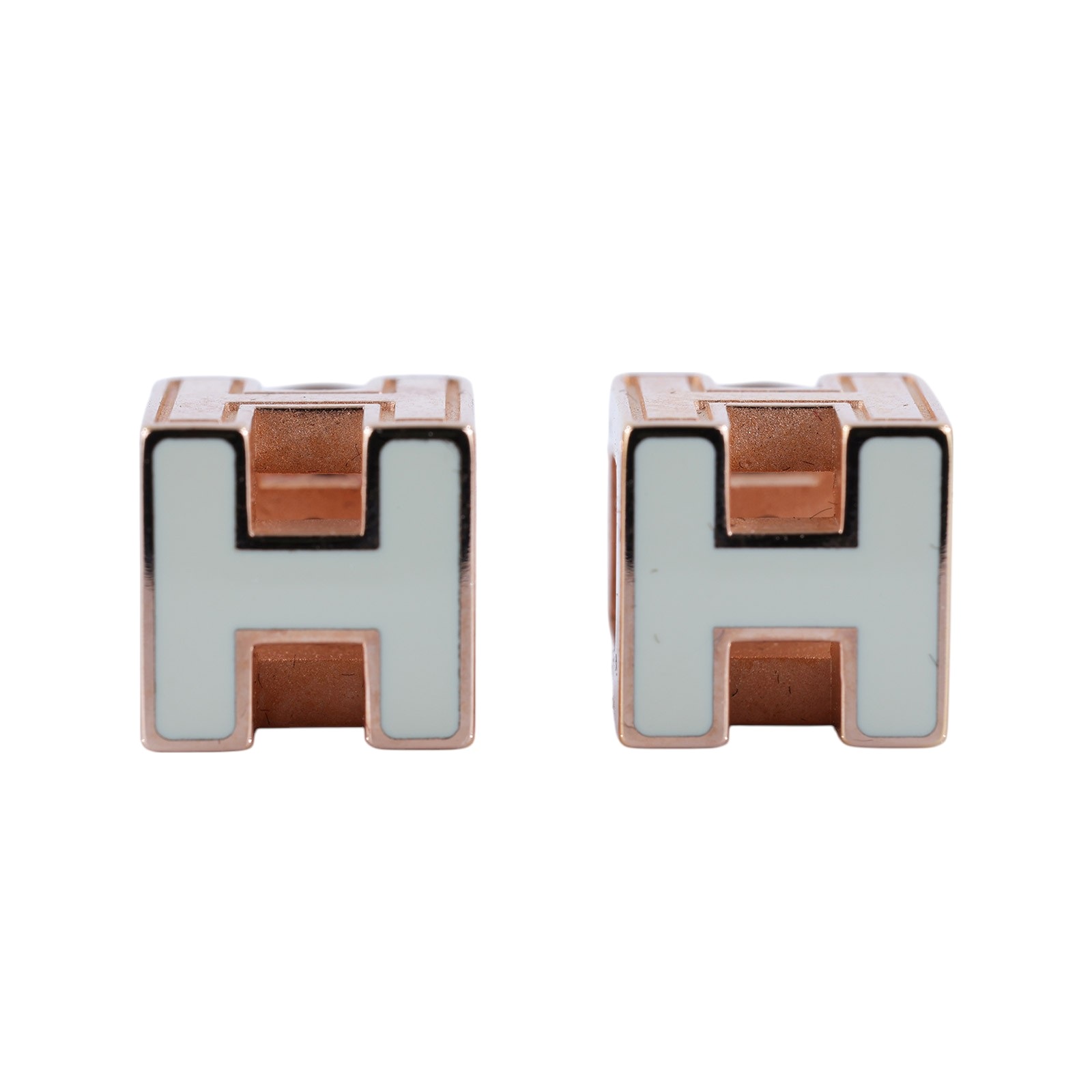 愛馬仕 Hermès Cage dH earrings 耳釘   白方塊立體耳環 原廠盒子