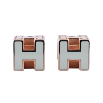 愛馬仕 Hermès Cage dH earrings 耳釘   白方塊立體耳環 原廠盒子